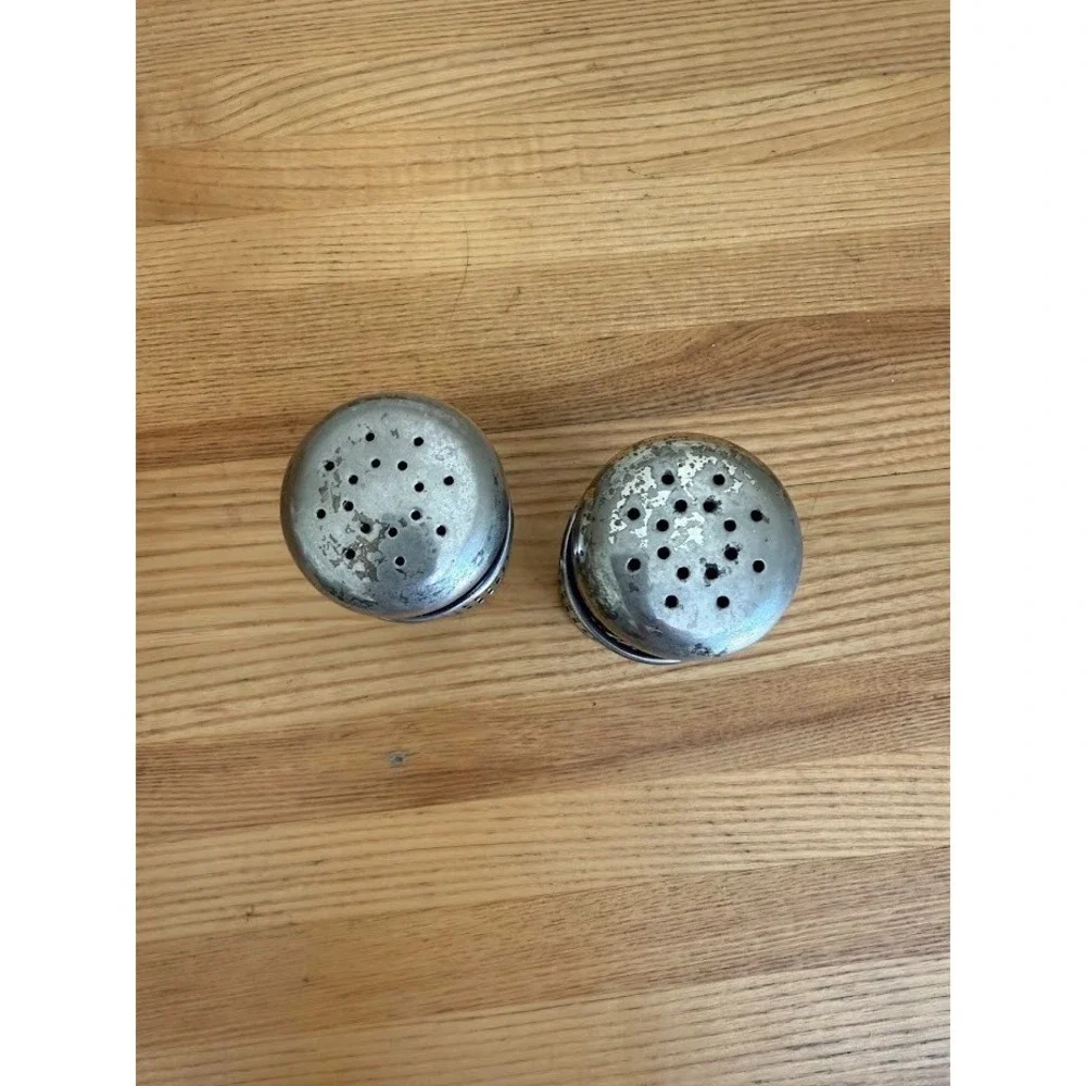 Vintage Cobalt Blue Salt & Pepper Shakers, Silver Plate Filigree Leonard,  Japan